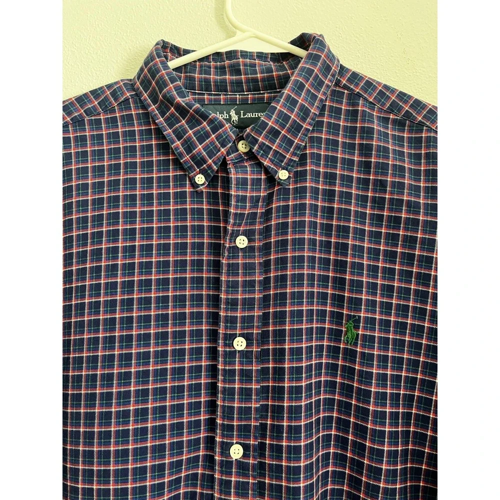 Ralph Lauren Shirt Mens XL Blue Plaid Classic Fit Button Down Long Sleeve Casual